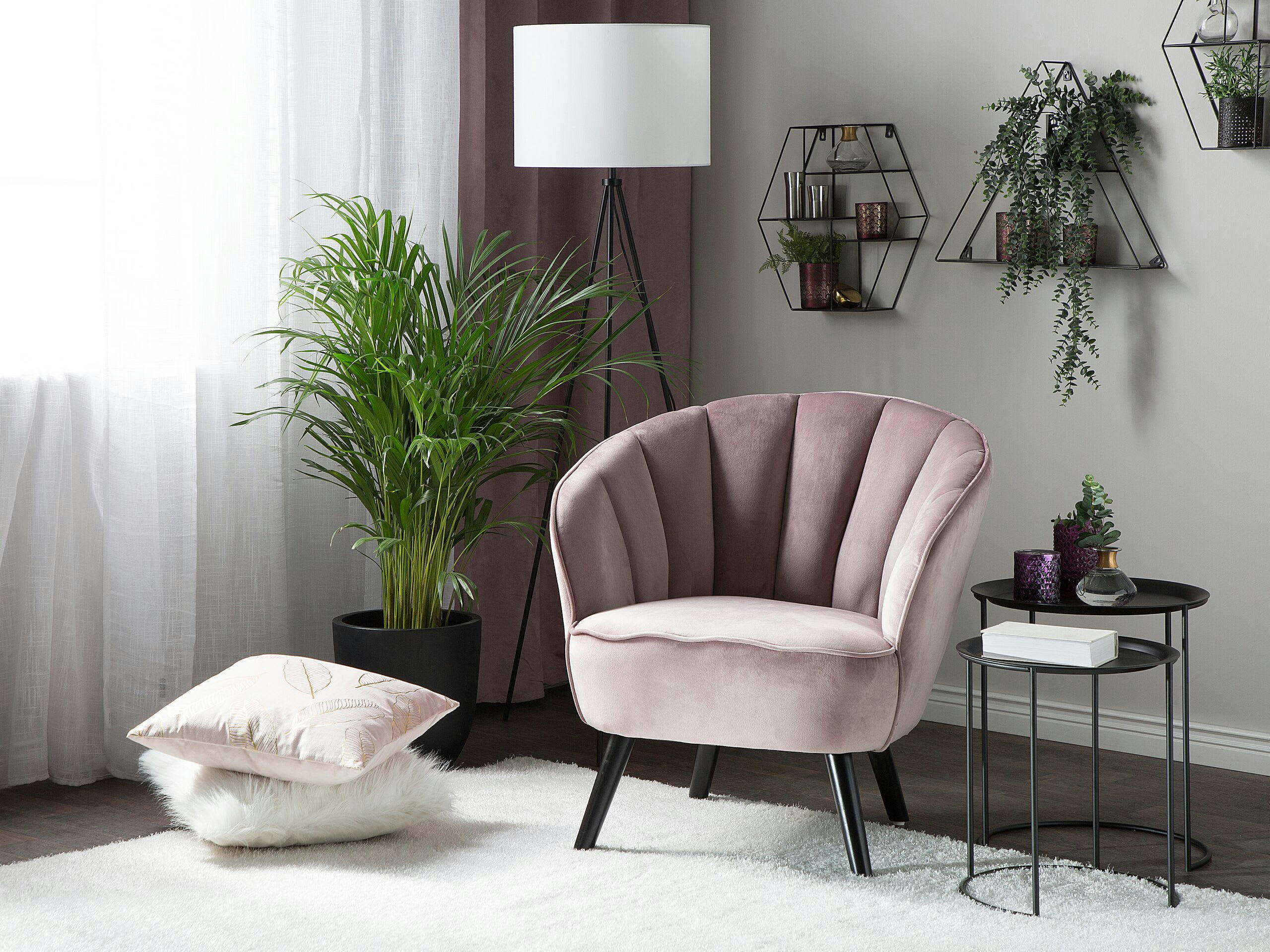 DALA - Fauteuil en velours rose