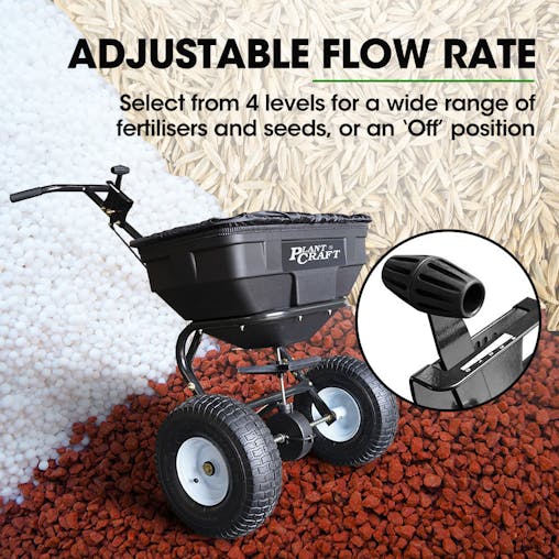 NNEMB Walk Behind Broadcast Spreader 56kg 60L Seed Lawn Fertiliser
