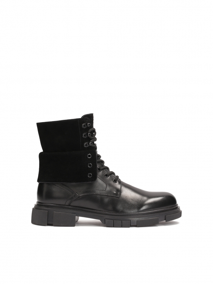 Lace-up boots with turned-up upper