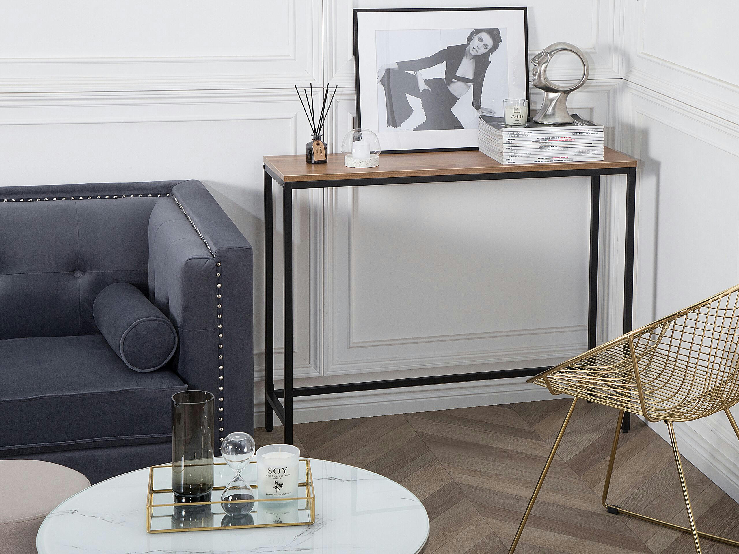 TULIA - Table console imitation bois foncé