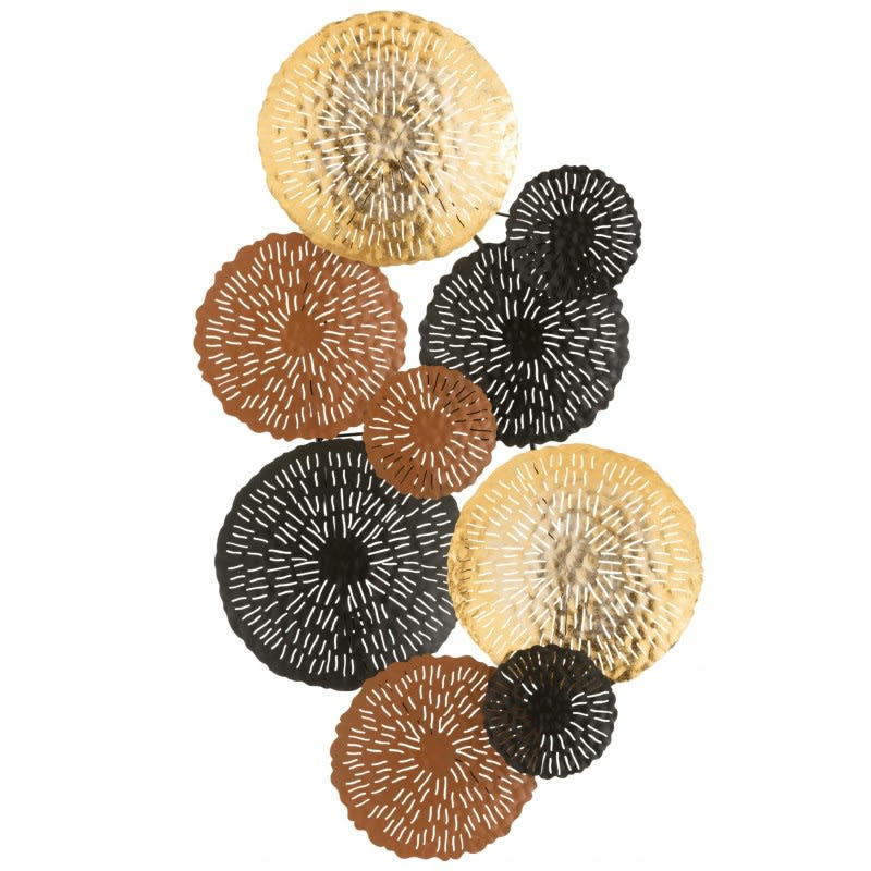 CERCLE - Décoration murale métal marron/or/noir 103x63cm