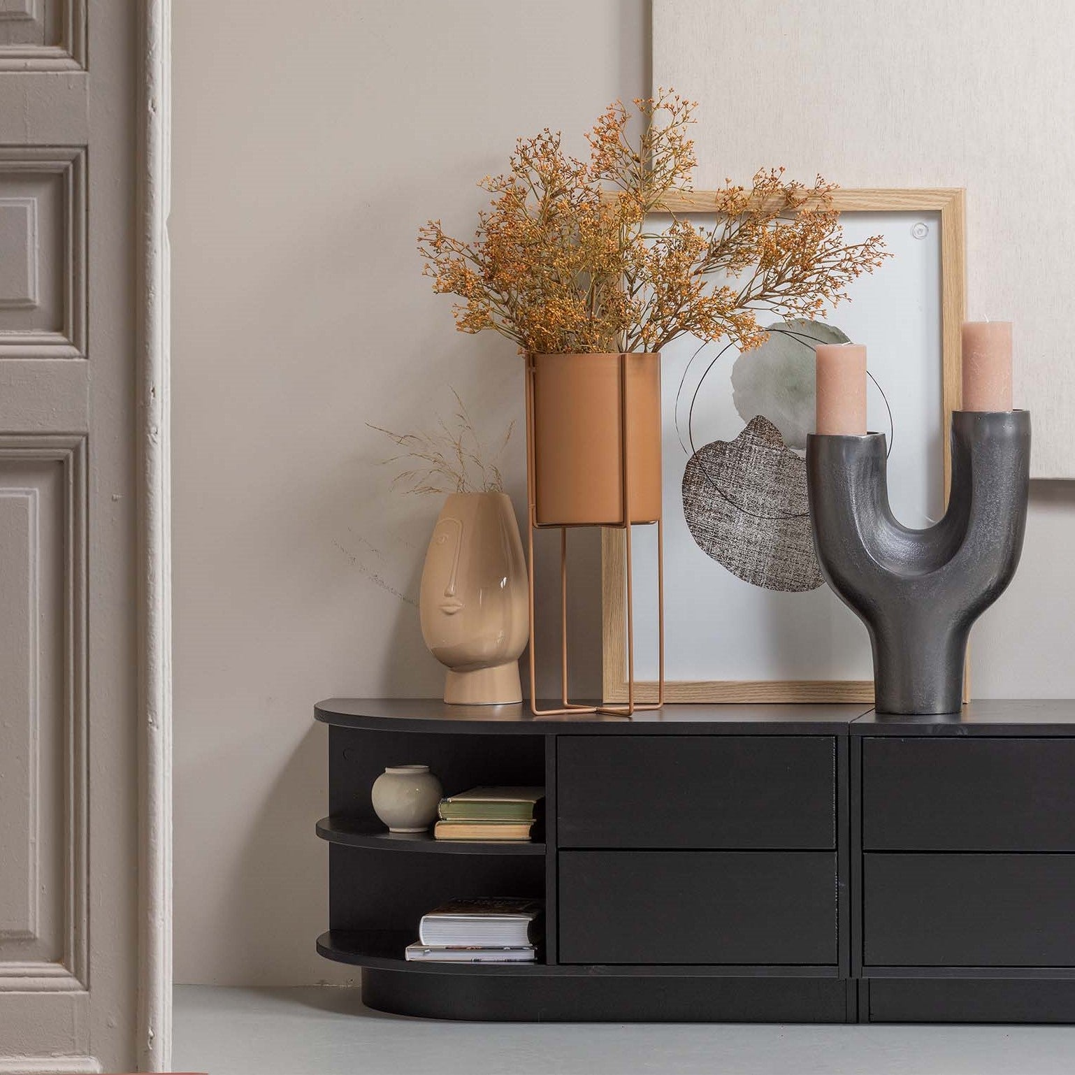 WOOOD Finca Tv-meubel Rond Links - Grenenhout