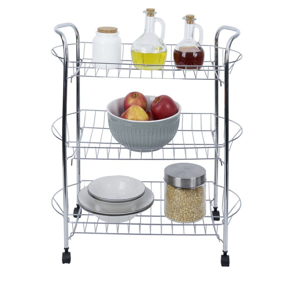 Desserte en métal gris 3 niveaux - L.51xl.26,5xH.57cm