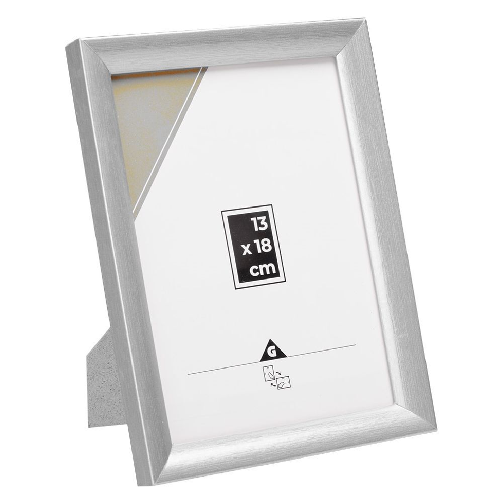 Cadre photo plastique argenté 16x21cm pour photo 13x18cm