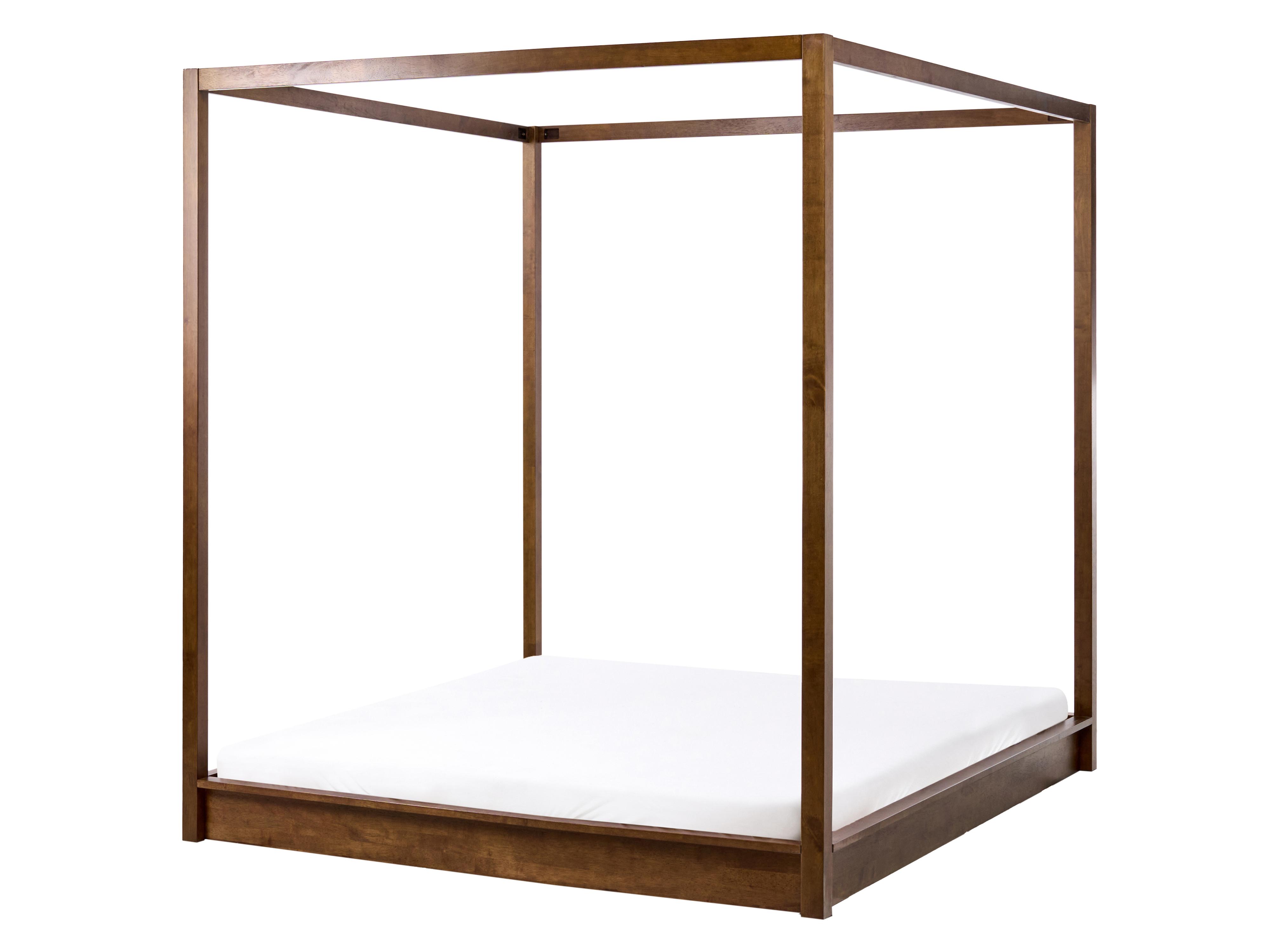 Four Poster Bed Wood HERLIERE 160 x 200 cm (EU King Size) Dark Brown