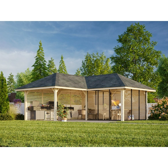 Pavillon »Bianca«, Aufstellmaße BxTxH: 672 x 672 x 319 cm, tauchgrundiert, Holz
