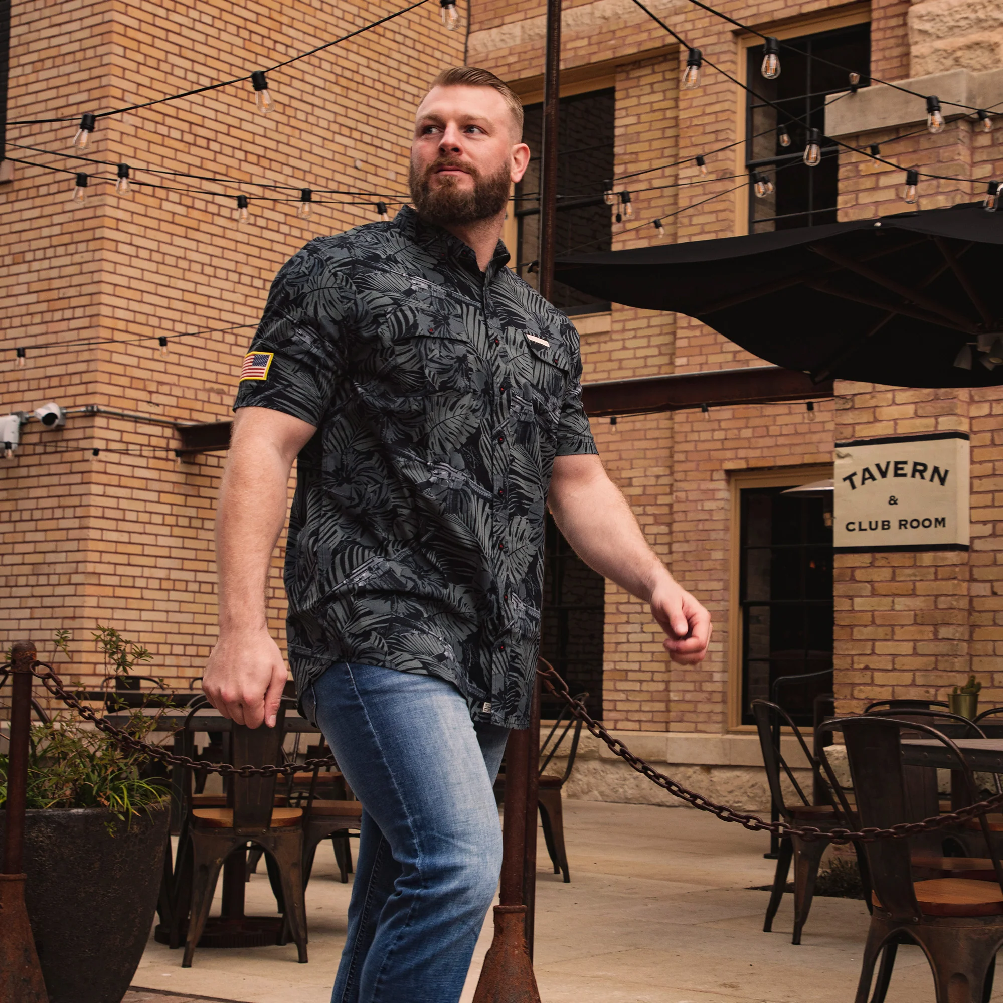 Men's Garage Button Down - Black Death Flower