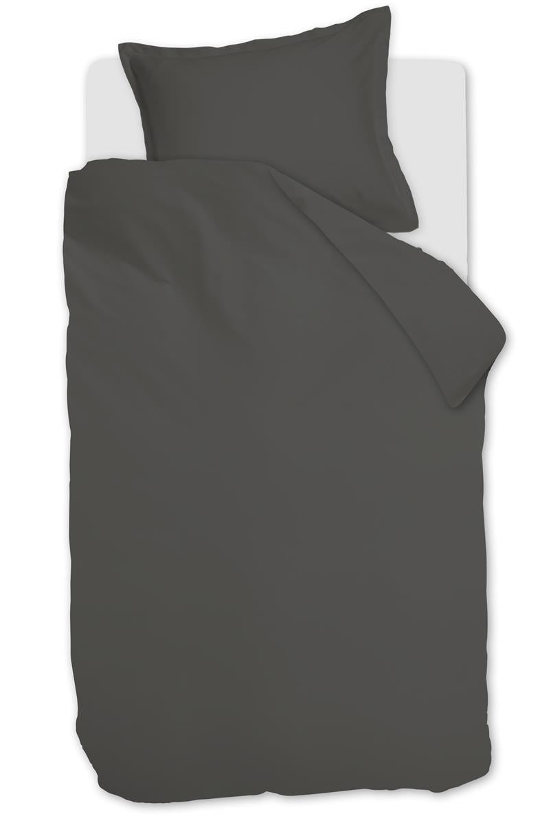 Ambiante Satin Uni dekbedovertrek - Eenpersoons - 140x200/220 cm - Donker Grijs