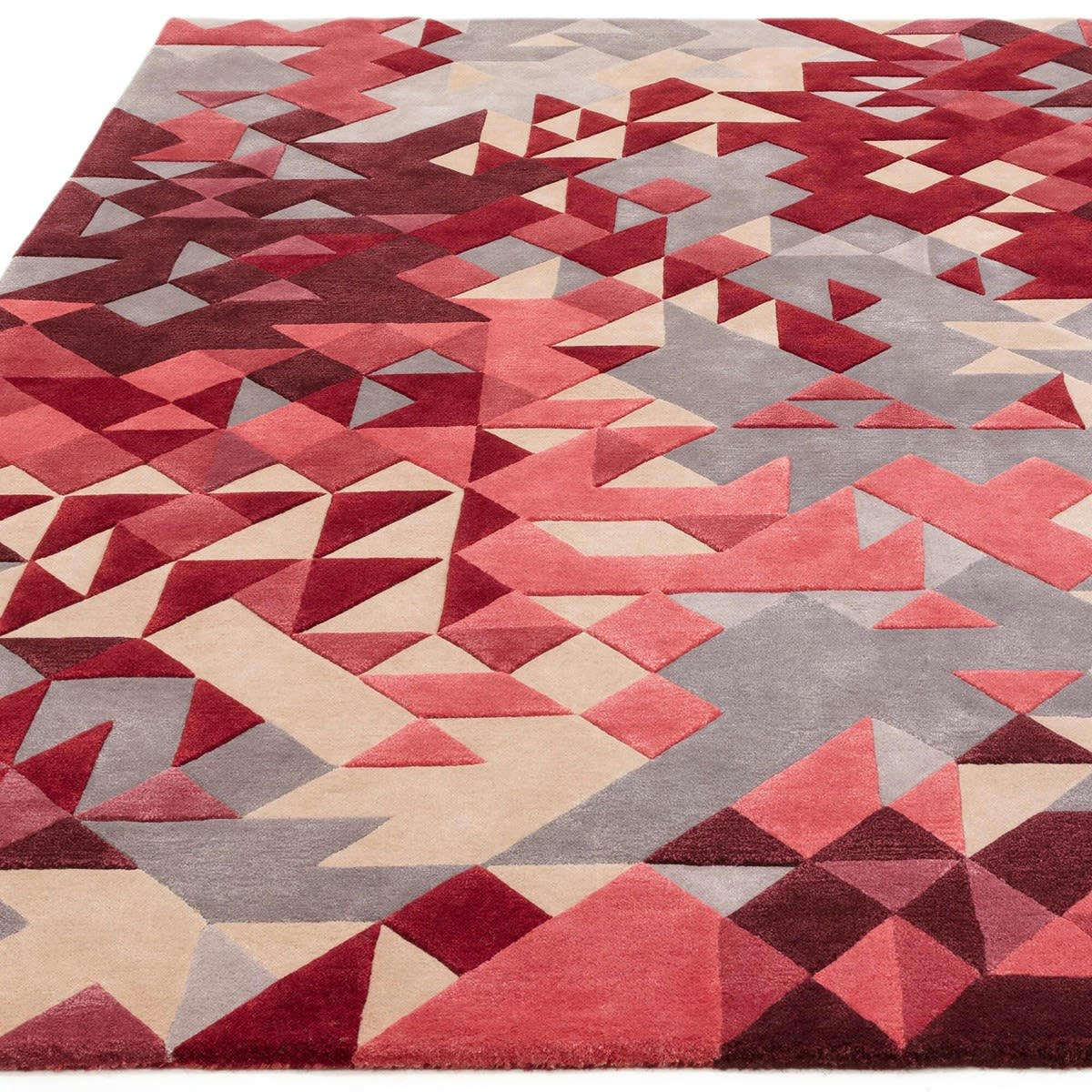 MYSTERIA - Tapis de salon en Laine Rose rouge 200x290 cm