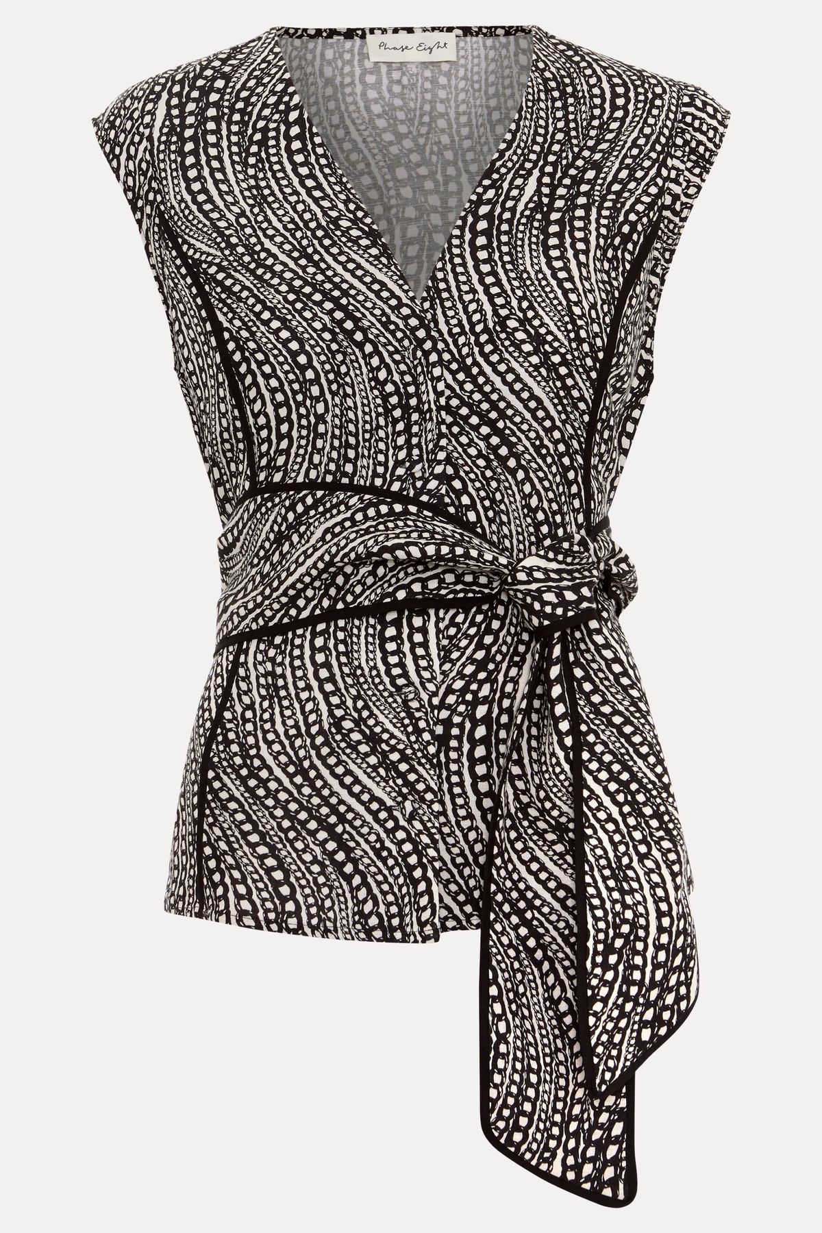 Phase Eight Mariana Tie-Waist Printed Linen Top