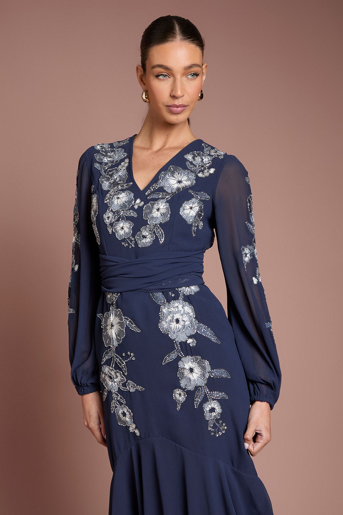 Coast Sequin Embellished And Embroidered High Low Maxi Dress
