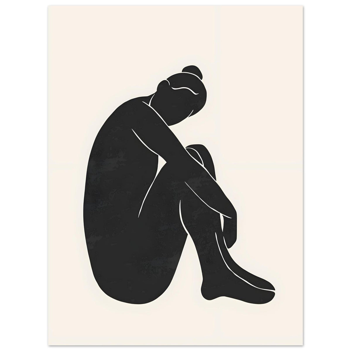 Artfulprints Poster Matisse - The shy lady  - 30x40 cm - Zwart / Wit