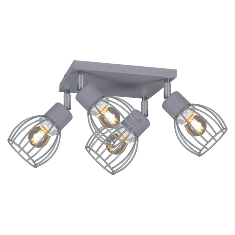Reflektor sufitowy szary MIKA 4xE27x60W wym:21x26x26cm Kaja