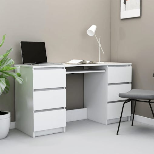 NNEVL Writing Desk White 140x50x77 cm Engineered Wood