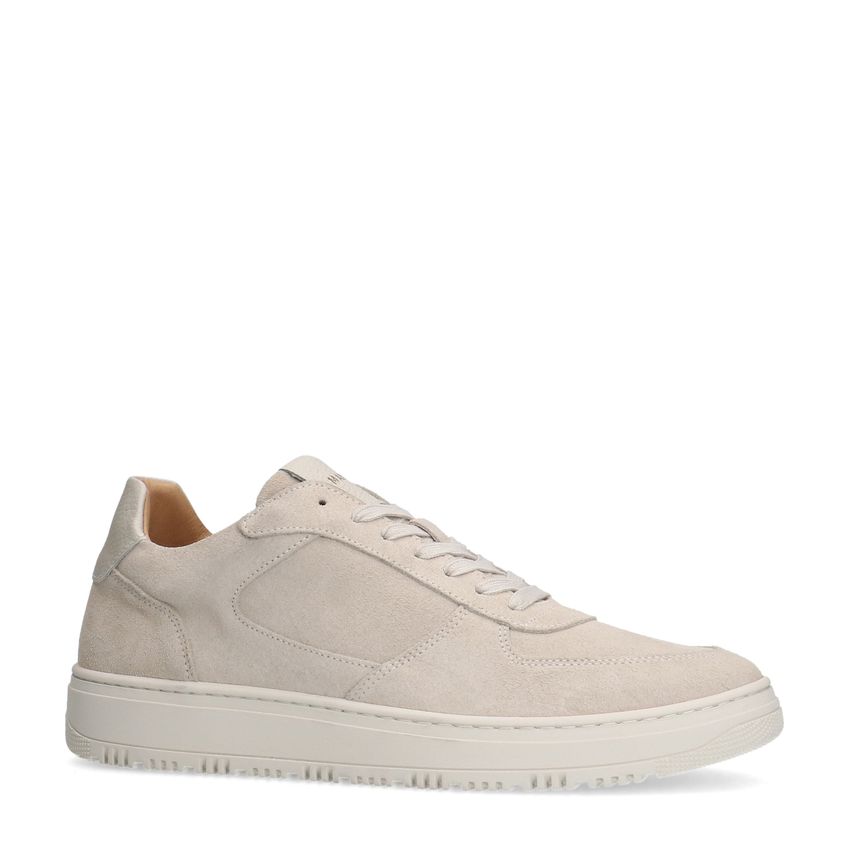 Manfield Licht grijze suède sneakers