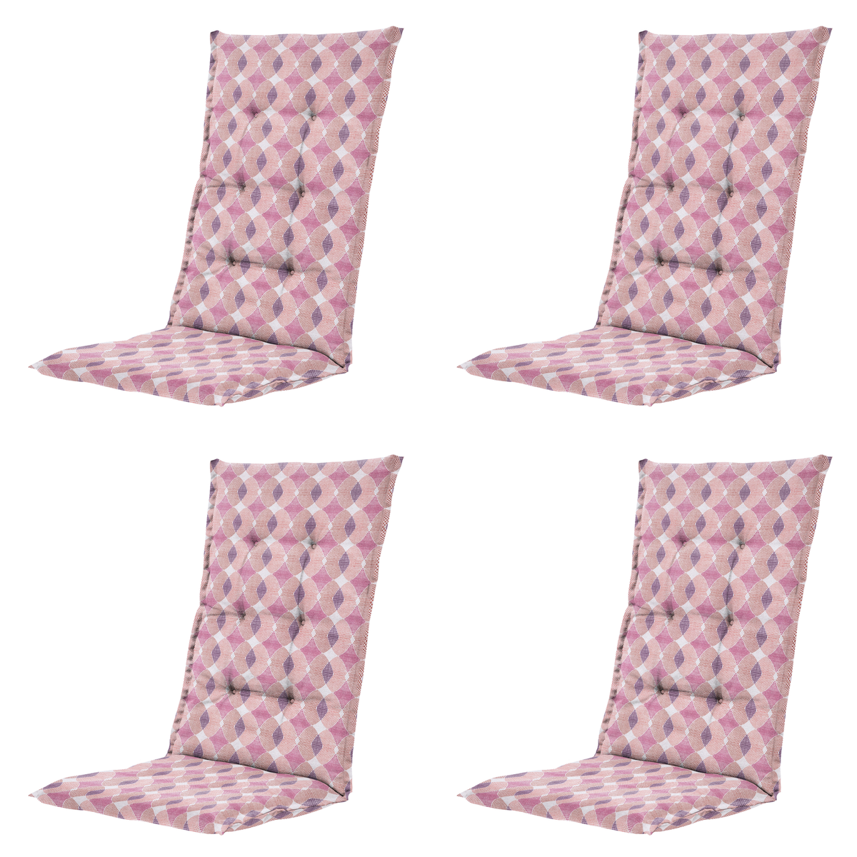 Madison tuinstoelkussen hoge rug Rae - paars - 123x50x5cm - set van 4