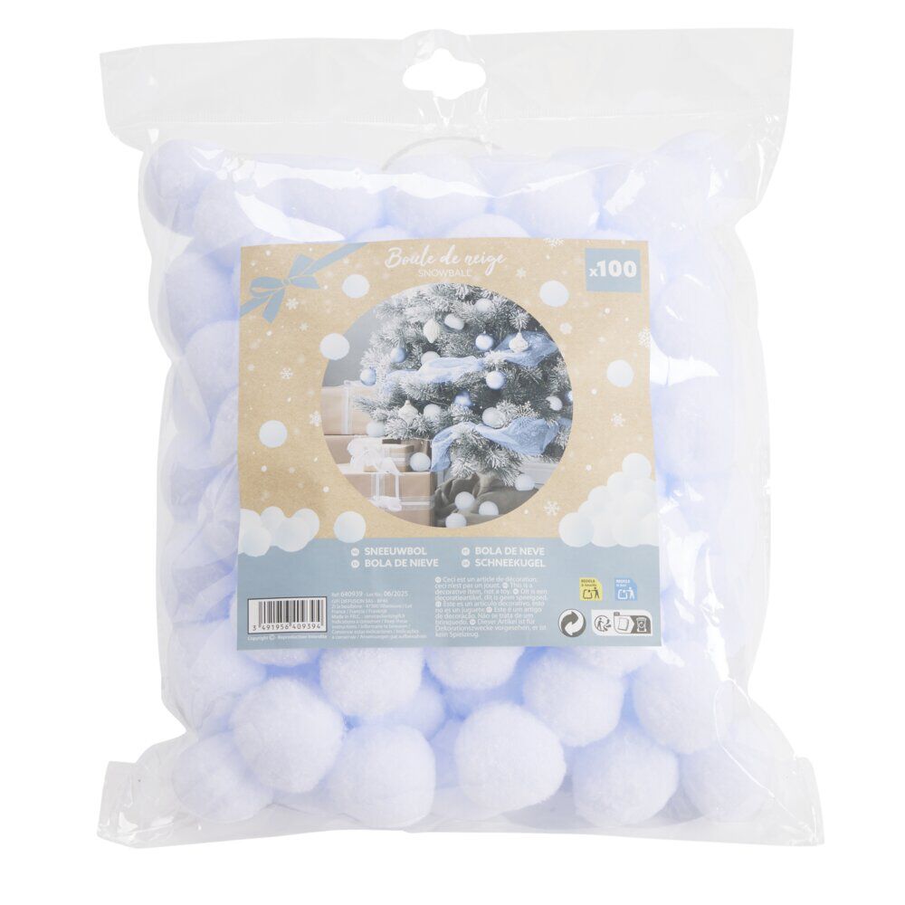Boule de neige décoration de No&euml;l blanche Ø4cm x100
