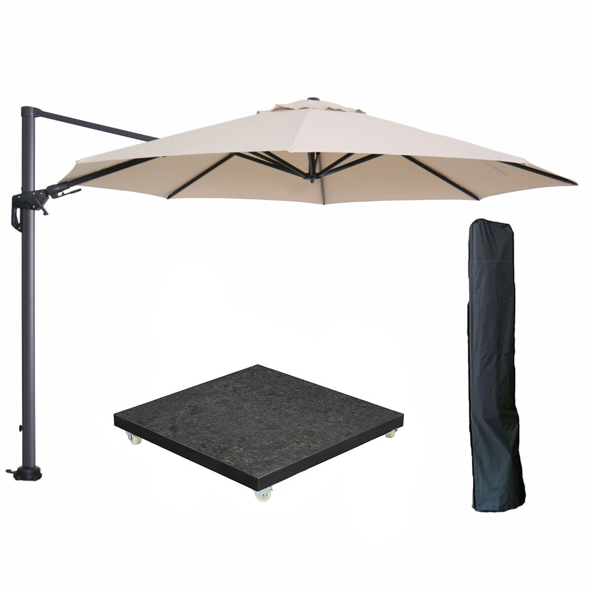 Garden Impressions zweefparasol Hawaii ecru 350x350 cm   90 kg voet en hoes