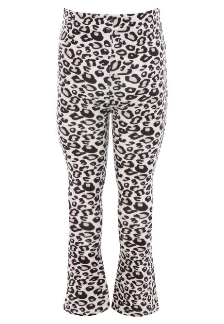 Younger Girls Cream Leopard Print Leggings