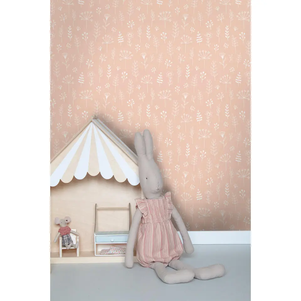 ESTAhome behang bloemmotief zacht roze - 53 cm x 10.05 m