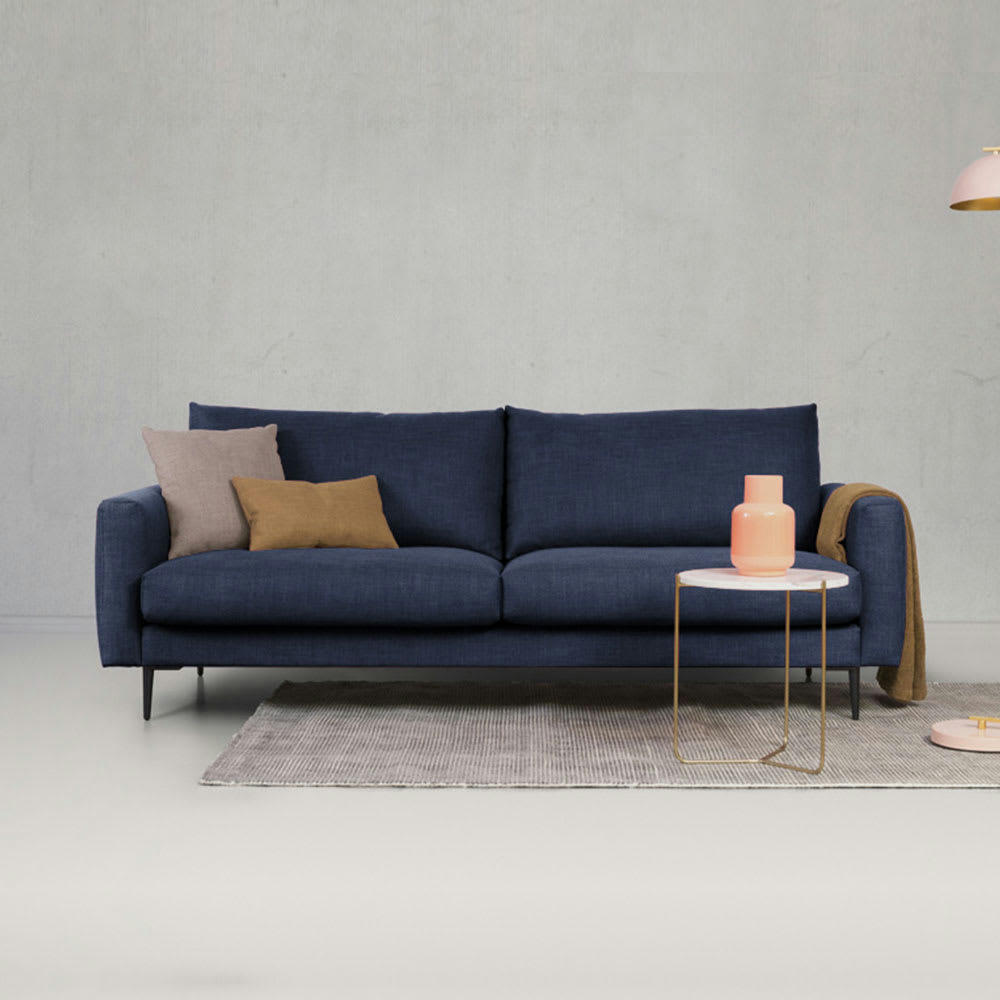 CARUSO - Canapé 2 places tissu droit bleu