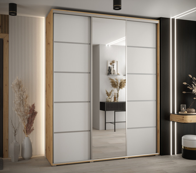 Szafa przesuwna 45 wysoka Davos 5 200 artisan biały srebrny