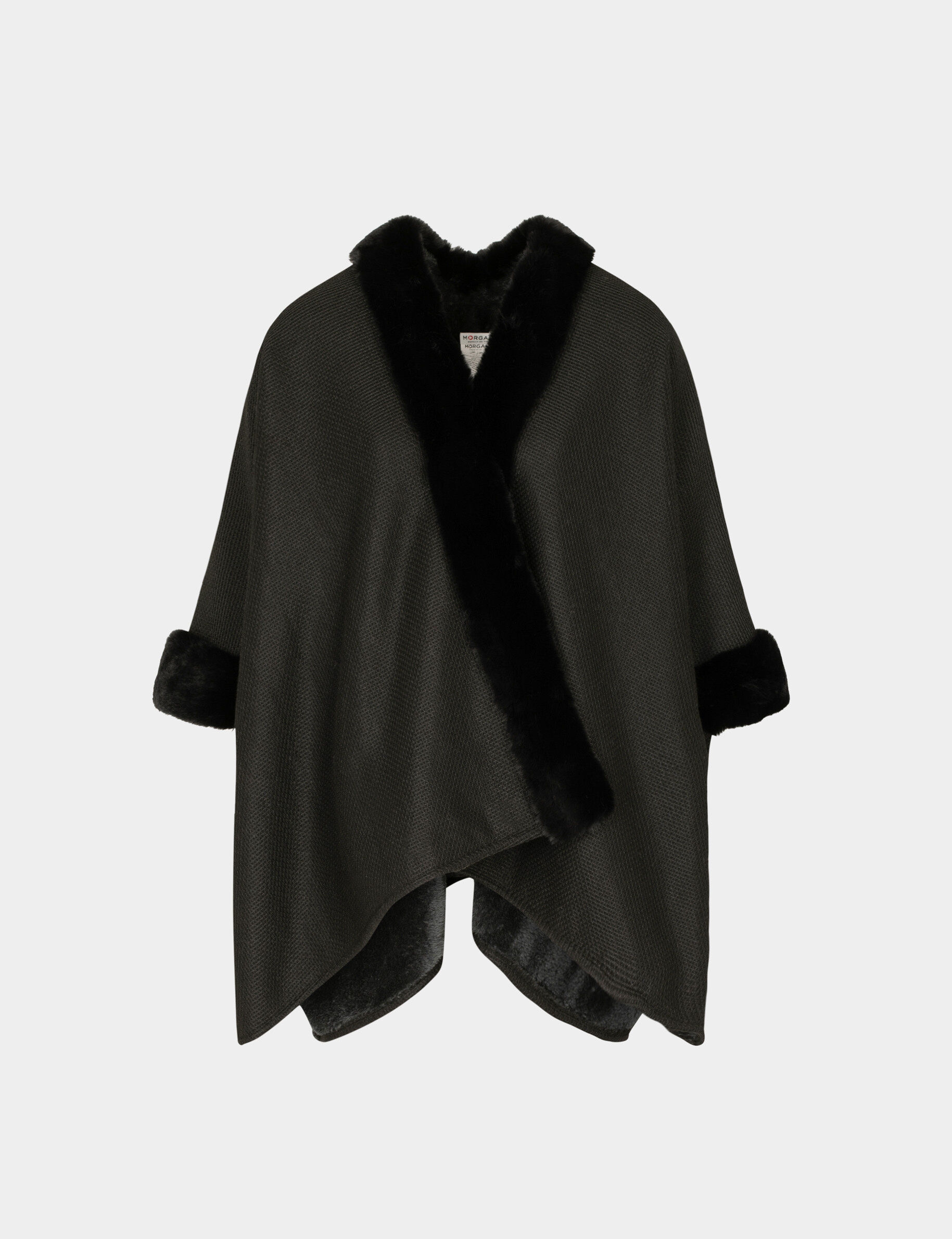 Cape With Faux Fur Details Black Women
