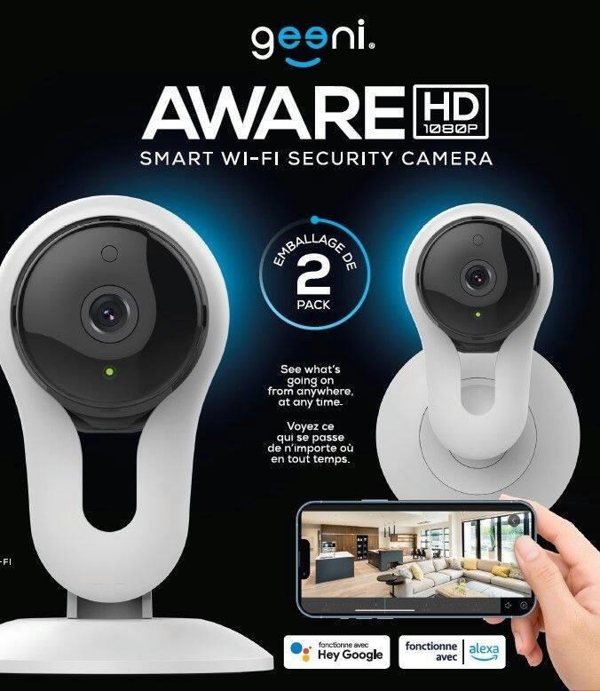 Geeni 1080p Smart Wi-Fi Security Camera, 2-pk