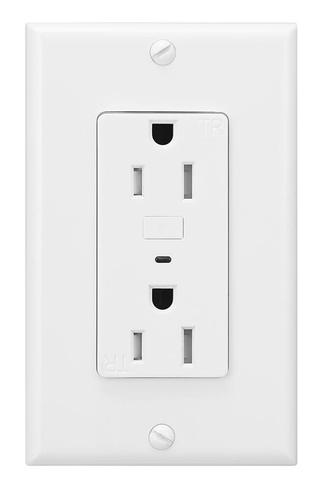 Globe Electric 50024 Wi-Fi Smart Double Receptacle/Outlet, 15A, 125V, White, No Hub Required
