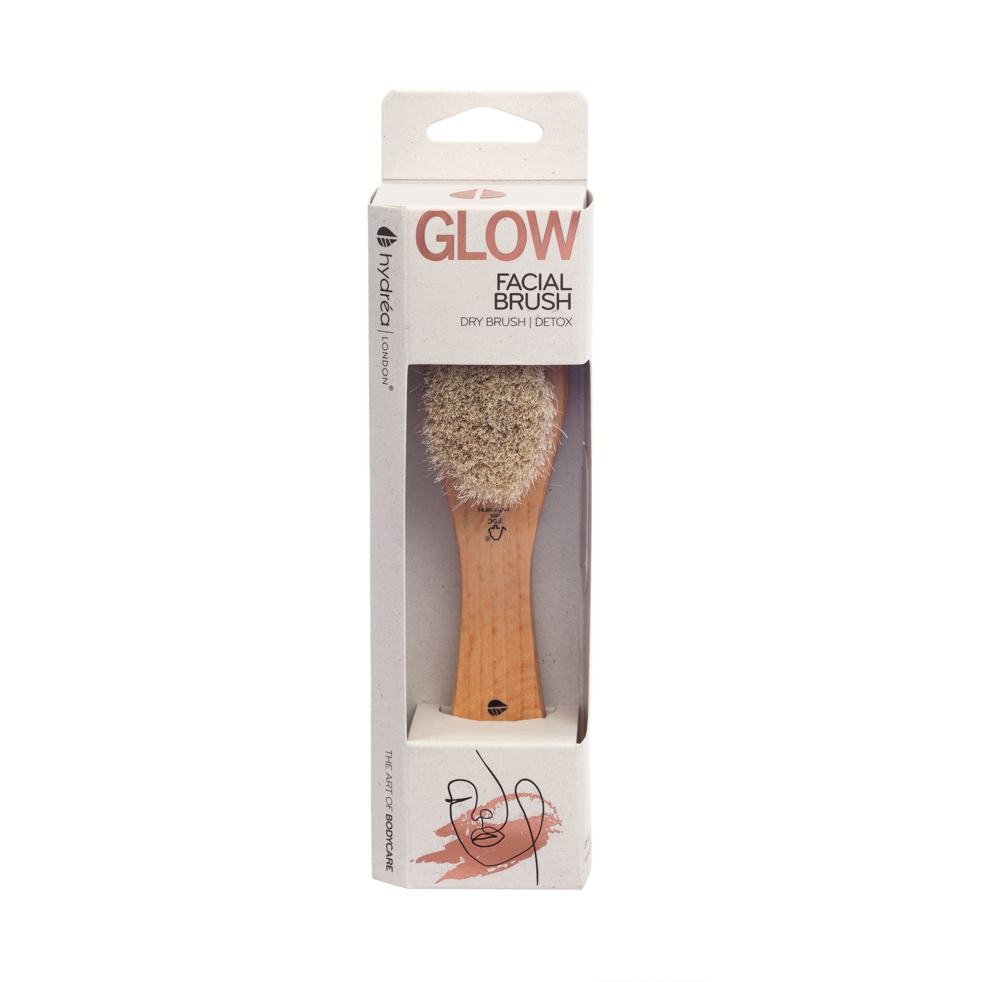 Hydrea London Glow Soft Natural Bristle Cleansing & Exfoliating Facial Brush