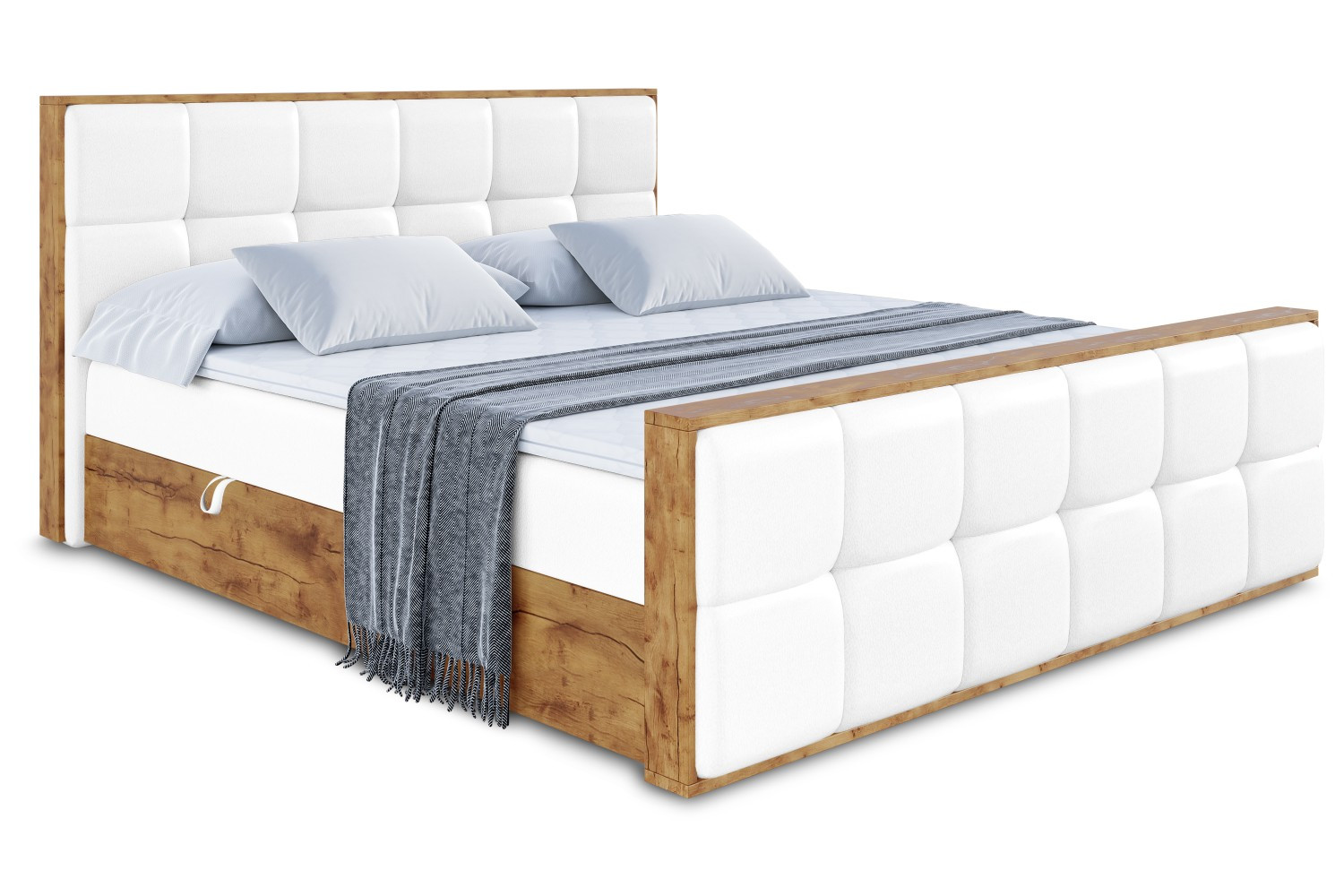 Łóżko kontynentalne z pojemnikiem i materacem H3 - LOLLI7-Z - 120x200 cm