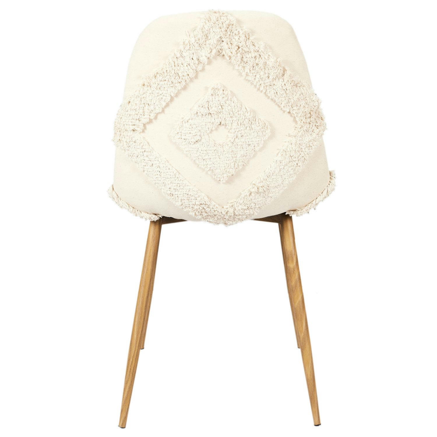 - Lot de 4 chaises tissu et pieds métal imitation bois beige