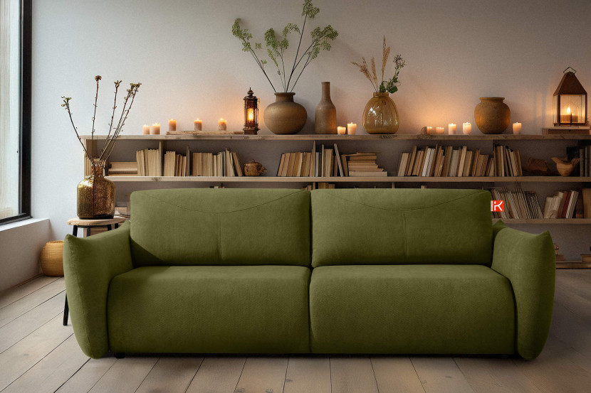KONSIMO LAVIS Rozkładana nowoczesna sofa z pojemnikiem na pościel