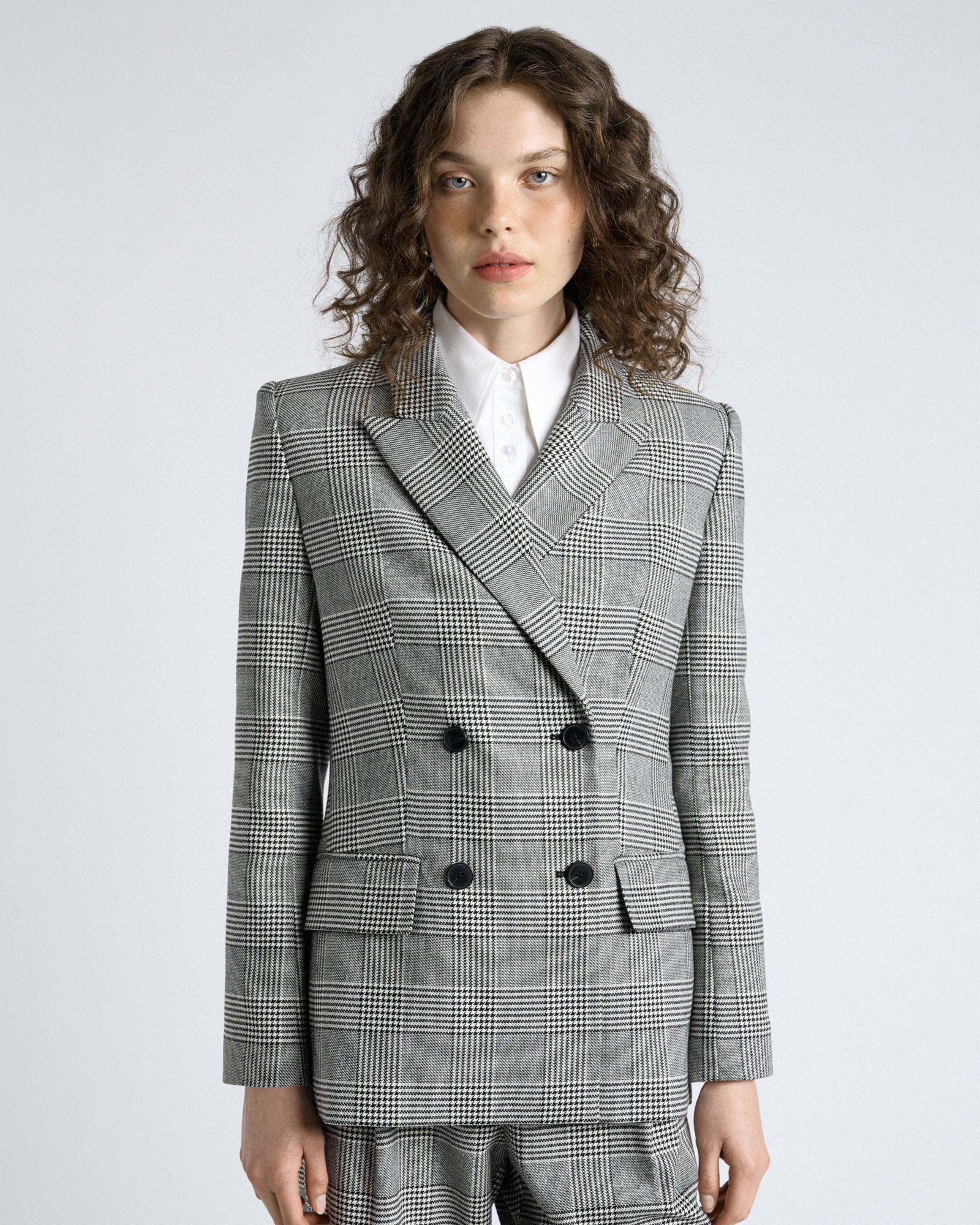 European Houndstooth Check Blazer