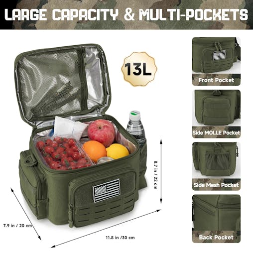 NNEOBA Tactical Lunch Box Heavy Duty Cooler Bag (Green)