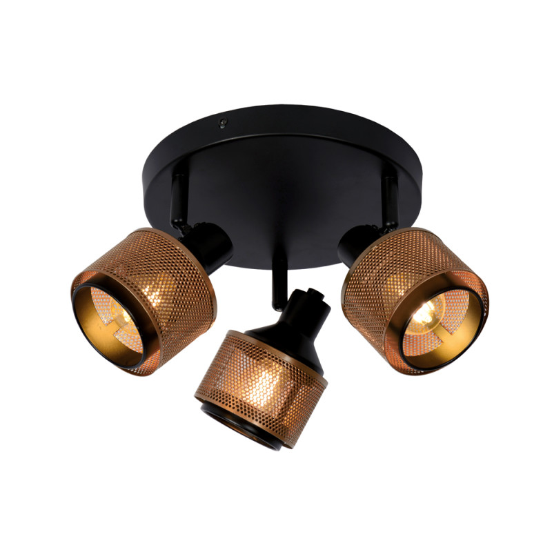 Spot Rafa noir et bronze E14 3 x 40 W LUCIDE