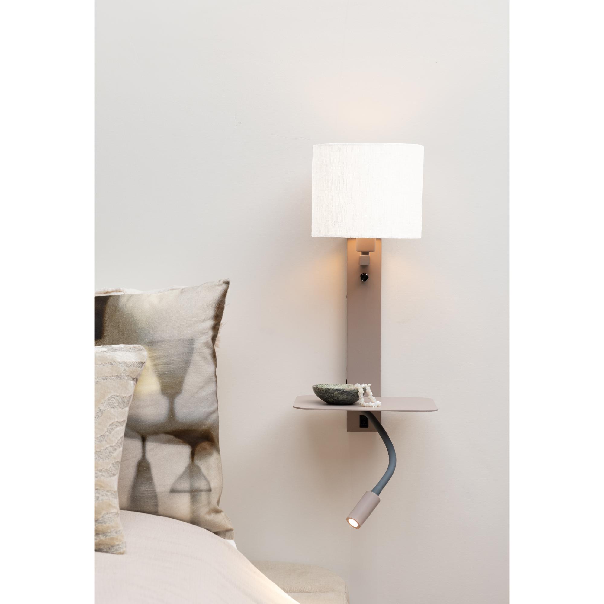 it's about RoMi Florence Wandlamp met Leeslamp - Bruin / Wit