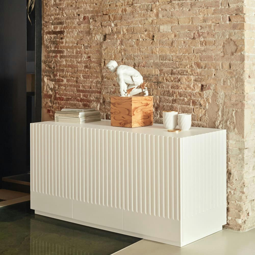 DORIC - Buffet 3 portes en bois L150cm blanc