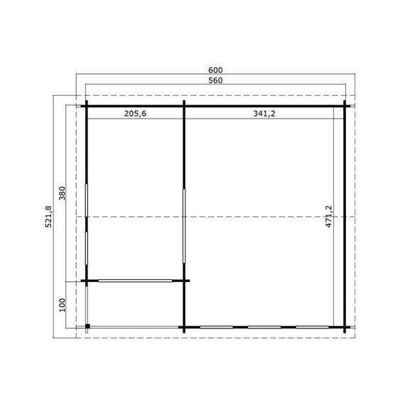 Blockbohlenhaus »Sri Lanka«, BxHxT: 600 x 285 x 321, 8 cm (Außenmaß inkl. Dachüberstand)
