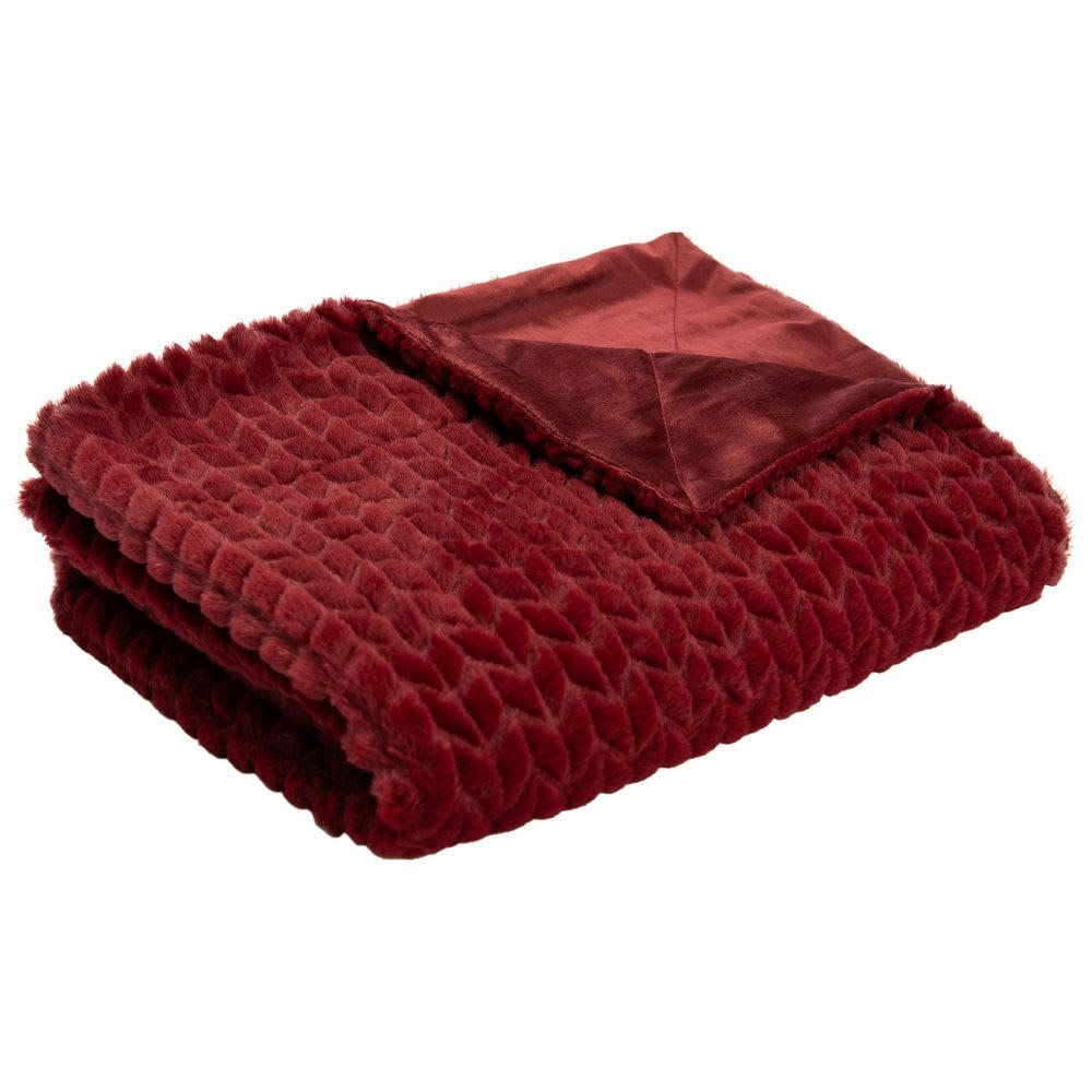 - Plaid Chevron bordeaux 130 cm x 170 cm en polyester  rouge