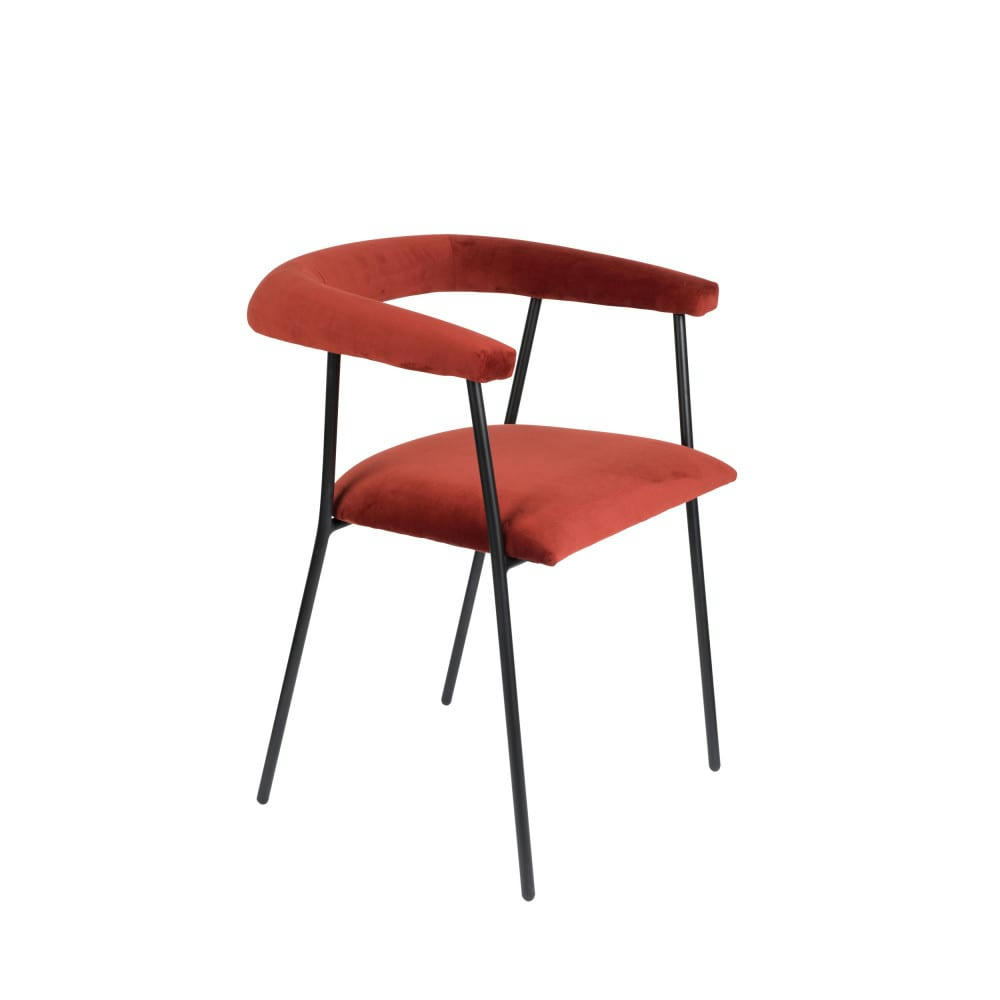 HAILY - Fauteuil de table en velours rouge