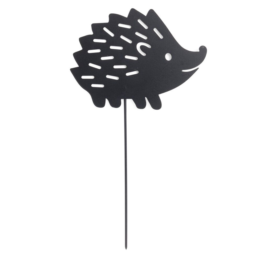 Animal déco à planter hérisson métal noir H37cm