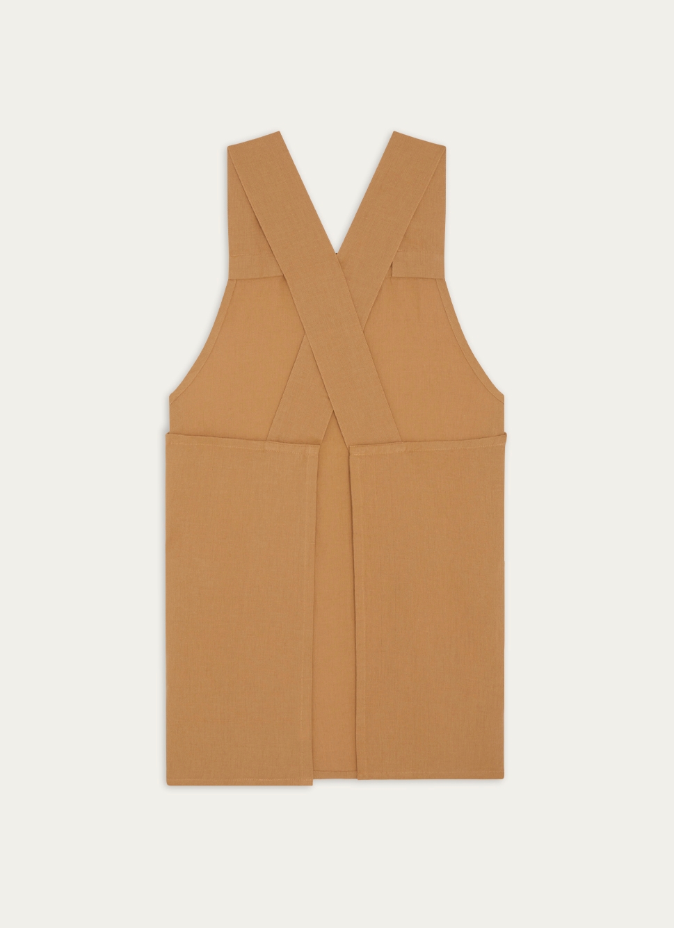 TABLIER JAPONAIS UNI EN COTON ET LIN TABAC