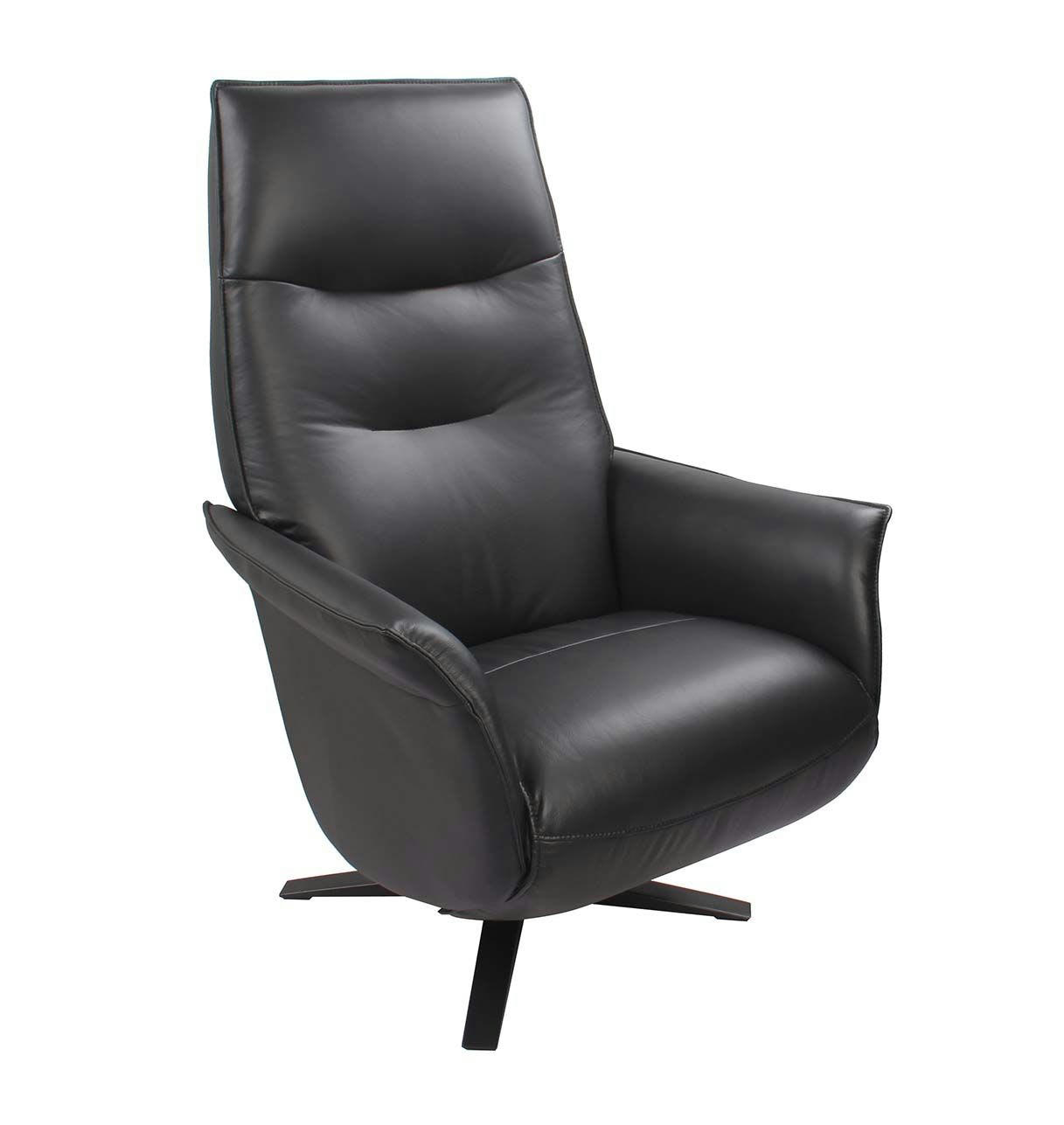 SATURNE - Fauteuil de Relaxation Manuel Design - Cuir Noir