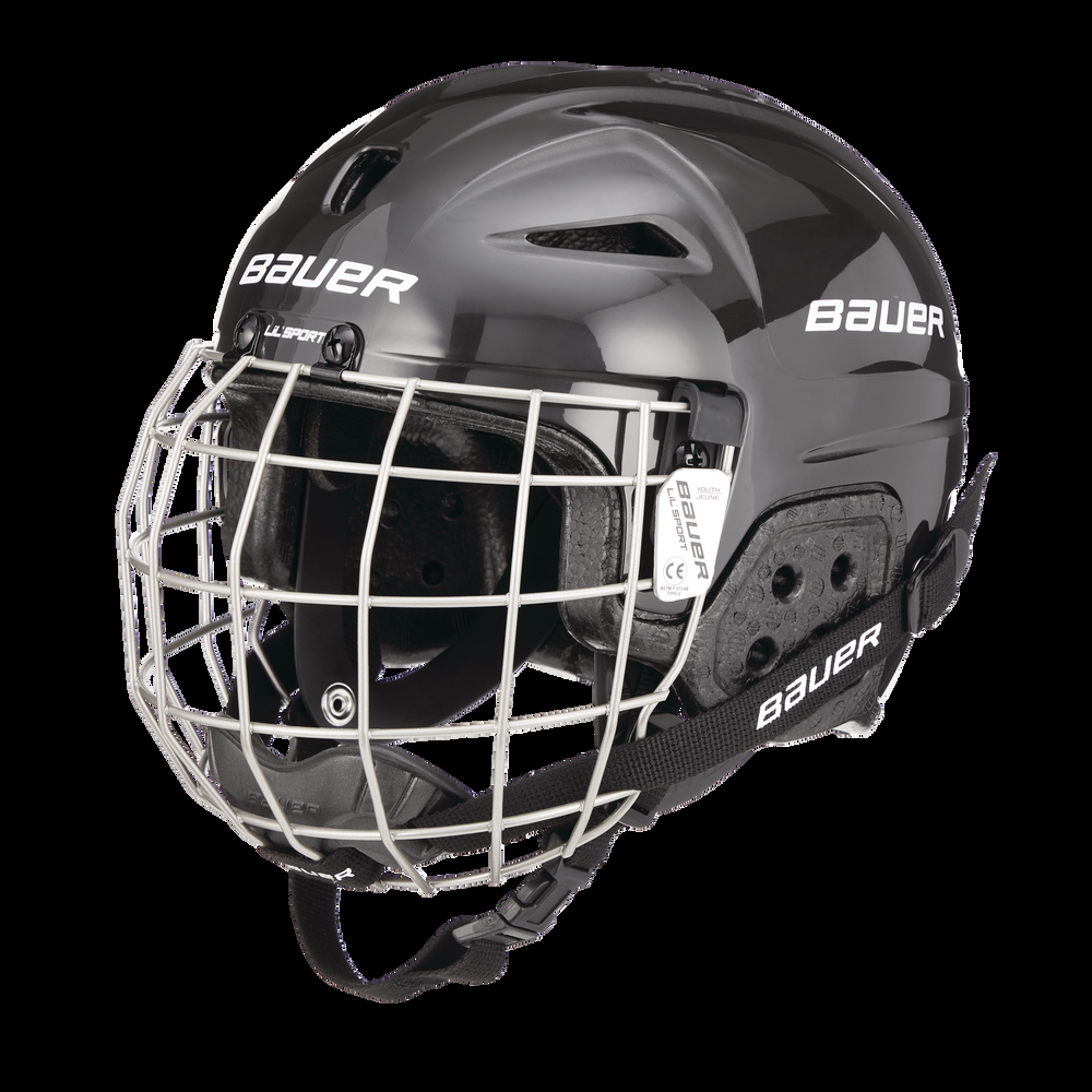 Bauer Lil' Sport Hockey Helmet & Cage Combo, Youth, Black