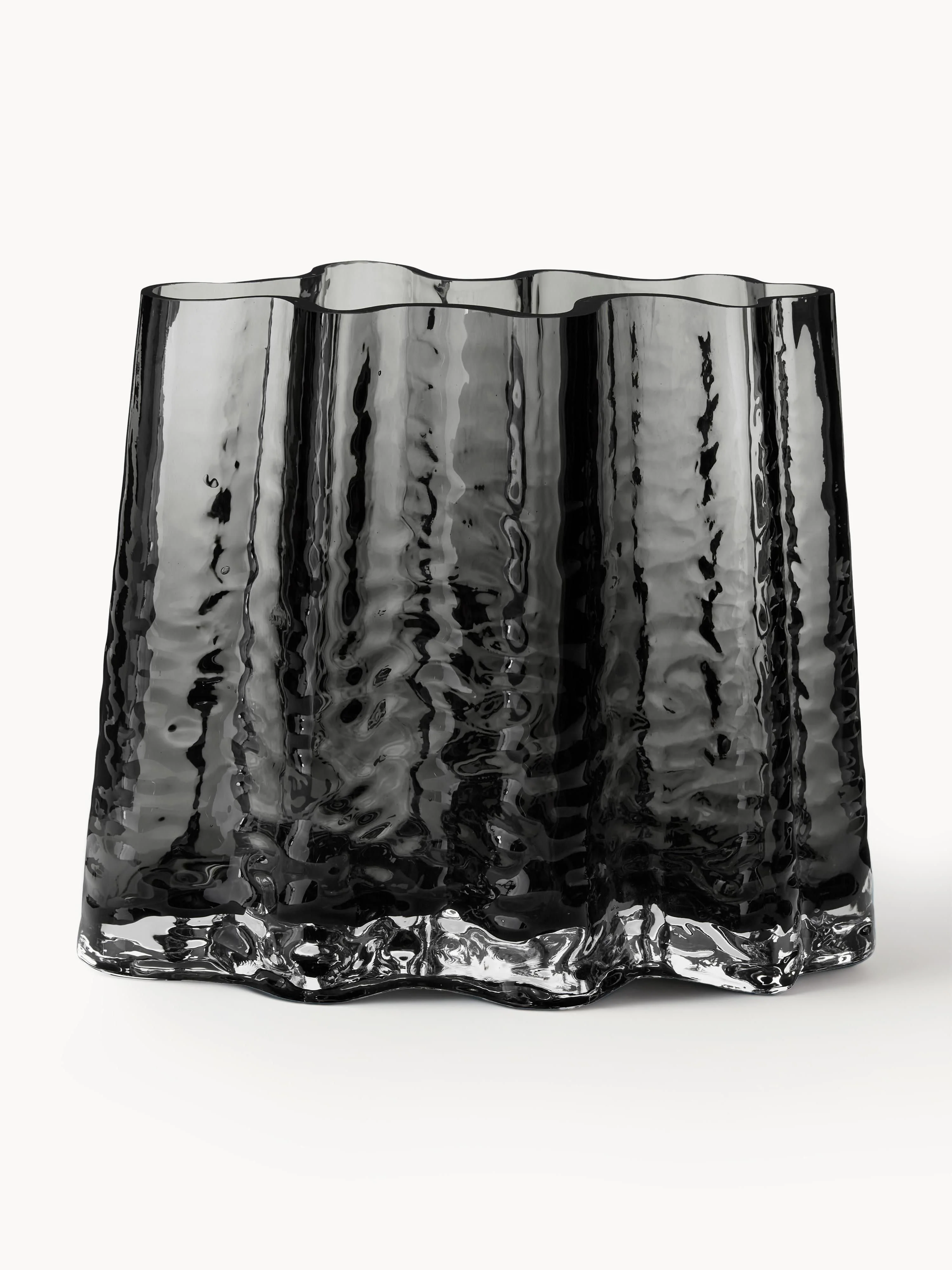 Mundgeblasene Glas-Vase Gry mit strukturierter Oberfläche, H 19 cm