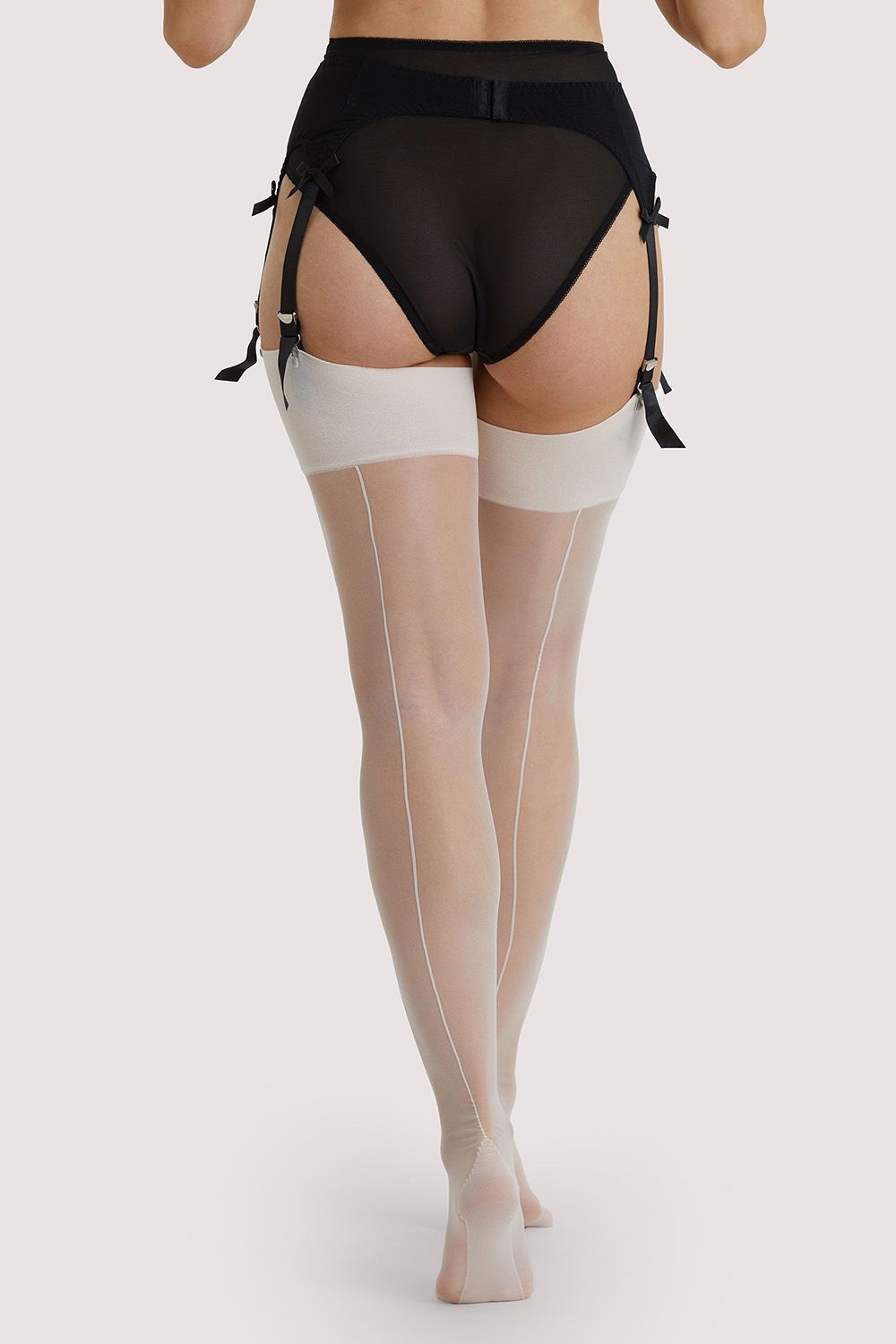 Playful Promises Crème De Pêche Seamed Stockings