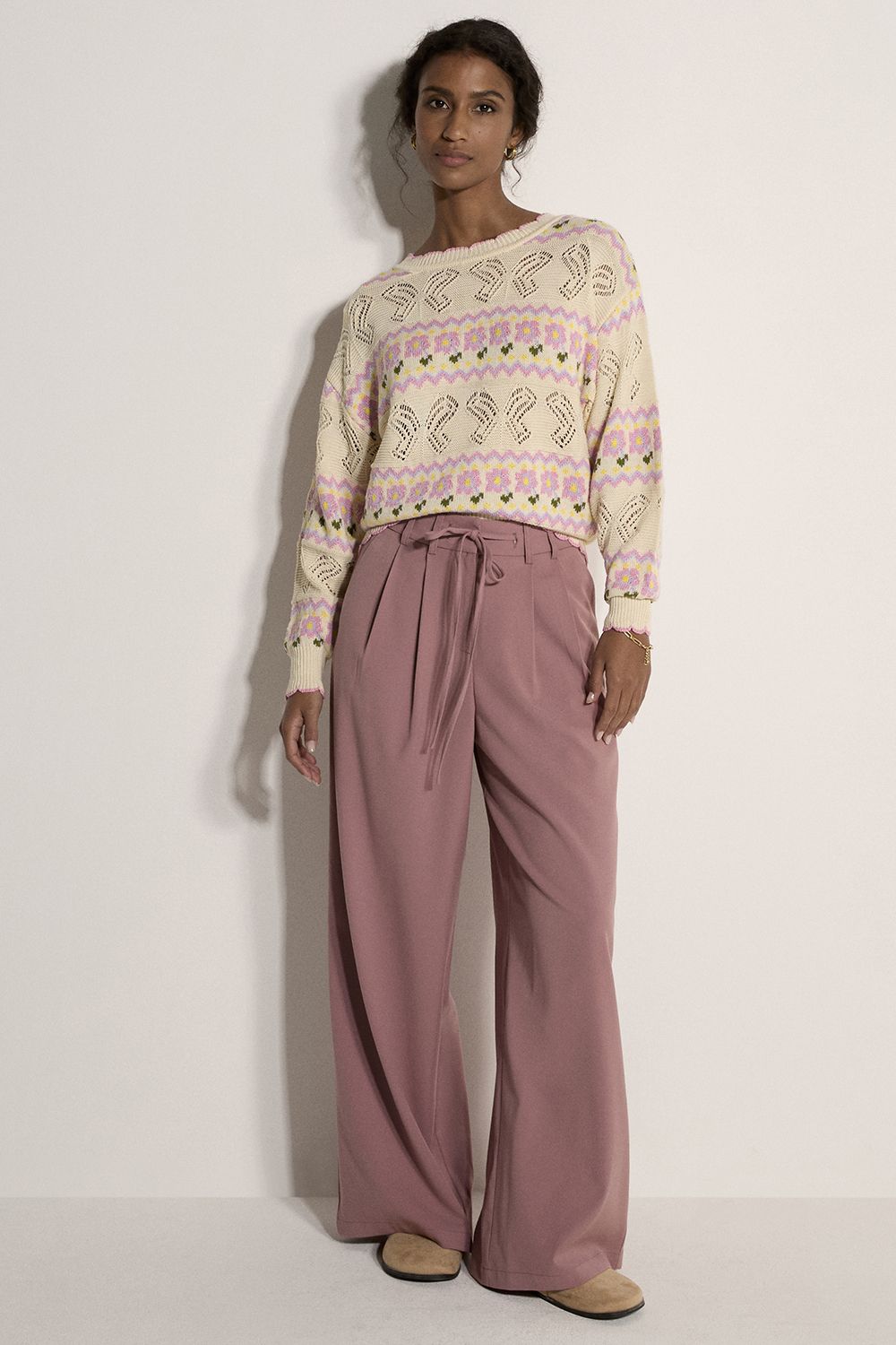 Apricot Pointelle Knit Butterfly Floral Jumper