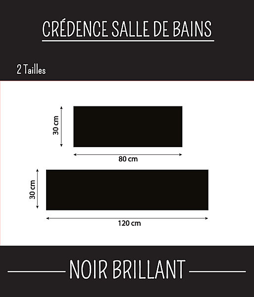 Crédence salle de bain NOIR BRILLANT 80 cm 30 cm Ma Nouvelle Déco