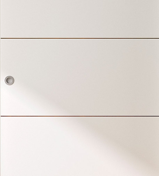 Kit porte coulissante 4 lignes - blanc lignée -  rail 2 amortisseurs   cache rail blanc - H 204 cm x L 83 cm